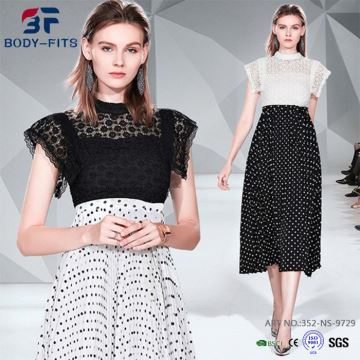 Spitzenoberteil Plissee Kleid