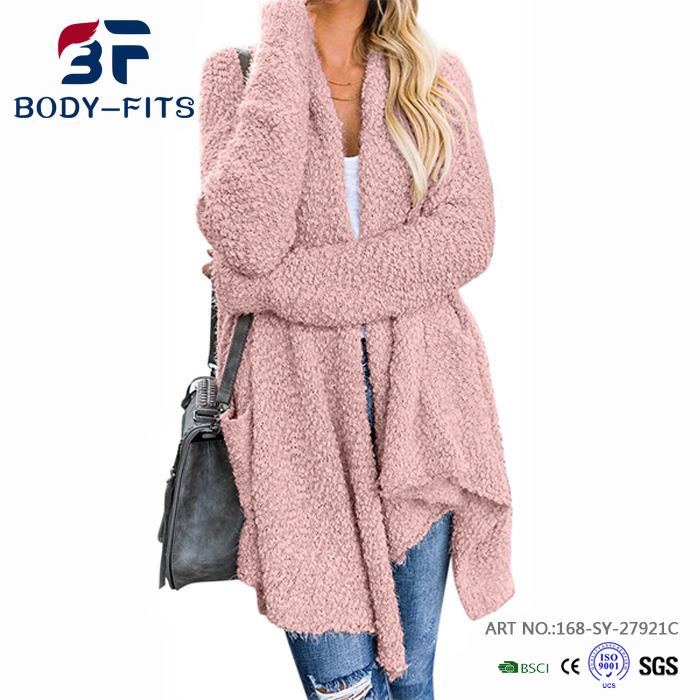 Pink Sweater Coat Grey